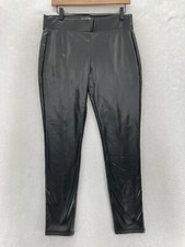 LOFT Faux Leather Pants Women's Medium Black Skinny Ankle Mid Rise Casual Preppy