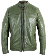 Herren Freizeit Lederjacke Biker Jacke Übergangs leichtes Lamm Leder in grün