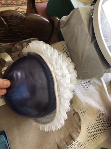 BABY MÄDCHEN OSTERN MÜTZE DRAHTRAND RÜSCHEN BLUMEN VINTAGE - Bild 3 von 6