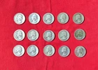 lot of 15  Washington Quarters 1935 - 1963 90% silver in circulated condition