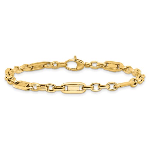 14K Solid Yellow Gold Link Chain Bracelet - Picture 1 of 12