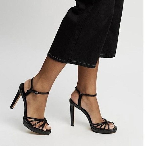 Women DKNY Heels Black Leather 37