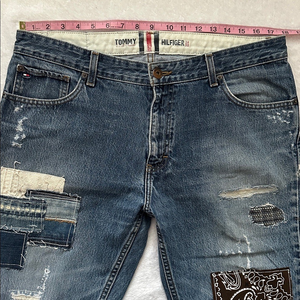 Y2K Mens Upcycled Patchwork Thrashed Streetwear C… - image 5