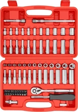 YIYITOOLS 74 Pcs 1/4" Drive Socket Set,1/4-Inch Drive Master Socket Set with ...