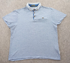 Ted Baker Polo Shirt Mens Extra Large 5 Blue Short Sleeve Casual Button Pocket