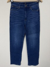 J Crew Women Jeans Sz 27 Stovepipe High Rise Straight Ankle Stretch Medium Wash