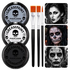 Black White Grey Face Body Paint Set, Oil-Based Face Paint Palette