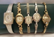 5 Vintage 10K RGP & Filled Scrap Watch Lot Women's Watches