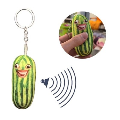 Eye Catching Fruit Doll Keyrings Watermelon Strips Plush Keychain for Teens