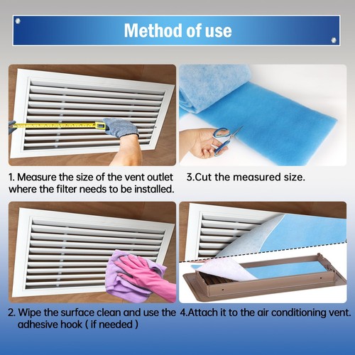 12"X120" 8 Electrostatic Cut to Size Air Filter Material, Blue & White, Cut t... - Picture 5 of 7