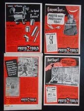 4 1950s Plomb Tool Company Los Angeles CA Proto Tools ads Mechanic set wrench