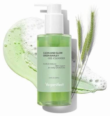 Veganifect Clean And Glow Green Barley Gel Cleanser -Korean Skincare -6.93 fl oz