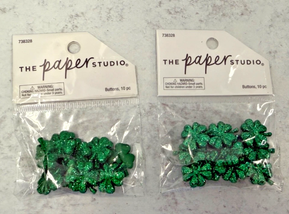 2 Pks The Paper Studio Shamrock Shank Buttons Sewing- 20 Total St. Patrick's Day - Image 2 of 2
