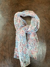 Chiffon Scarf Red Blue Sheer 26"x56"