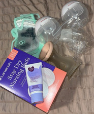 Ameda Manual Breast Pump Set with Storage Bags, Nursing Pads, Lanolin