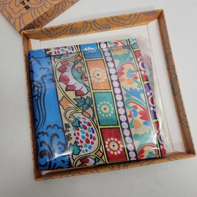 NEW In Box Dunhuang Mogao Caves Lotus Caisson Art Silk Scarf 75x75 Cm