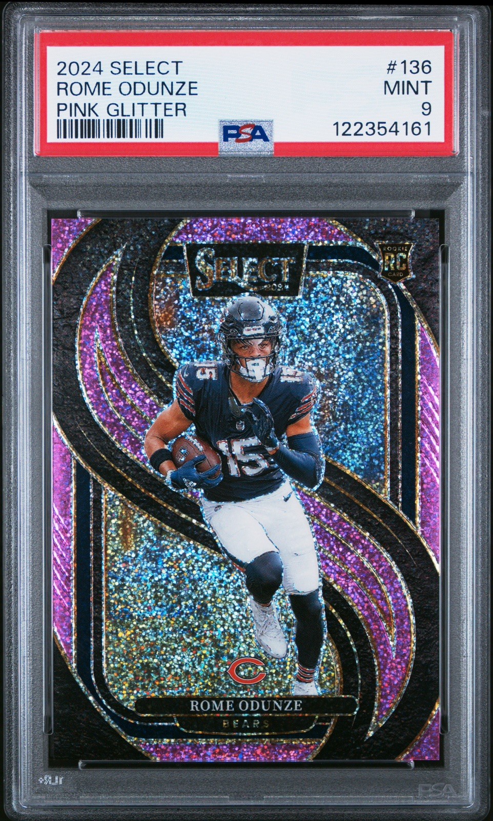 2024 PANINI SELECT PINK GLITTER #136 ROME ODUNZE ROOKIE RC # /15 PSA 9 Bears 🐻