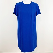 Tahari by ASL cap sleeve Scallop trim Shift Dress