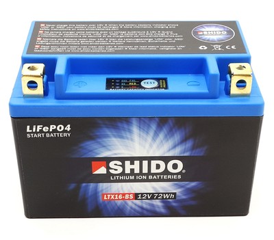 Shido LTX16-BS Lithium Ionen Batterie 12V LiFePO4 Motorrad (YTX16-BS FTX16-BS)