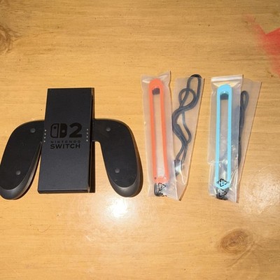OEM Nintendo Joy-Con 2 Grip & EM Red Blue Straps for Switch 2 Console