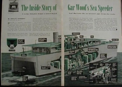 Gar Wood Sea Speeder Ocean Liner Venturi 1949 pictorial