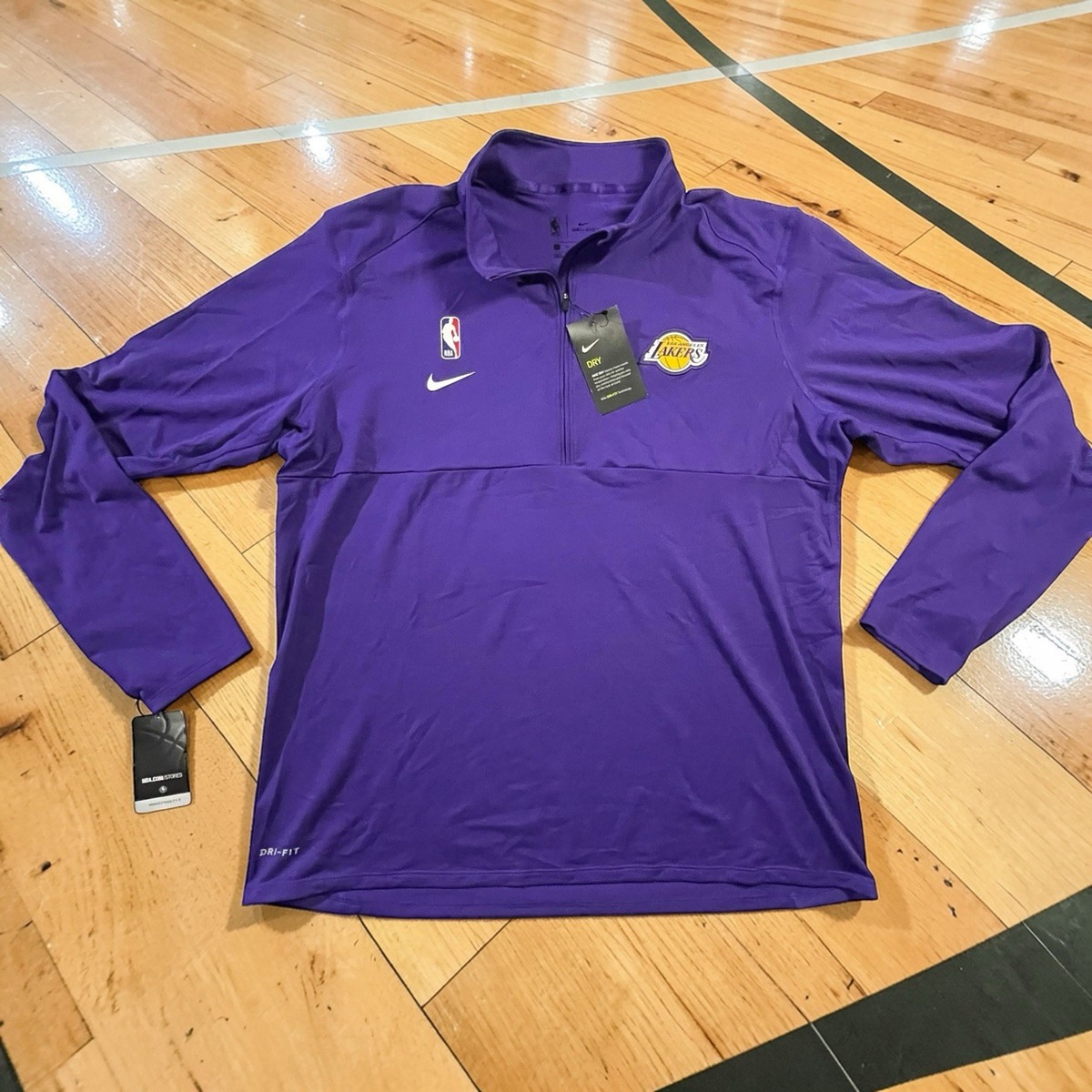 NWT Nike NBA Los Angeles Lakers Dri-FIT Coaches 1/4 Zip Jacket