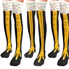 Crazy Funny Chicken Leg Socks,3Pair Over Knee High Chicken Feet Socks,Novelty