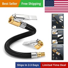 Tire Inflator Hose 12" Locking Air Chuck Quick Connect Universal Pump Adapter