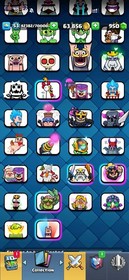 CR/LVL 57(38 Card LV 15-14) 10K Trophy/75 Emote/6 Tower Skin/17 Evoes