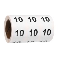 1.2" Small Round Number Stickers Roll, 1000 Pcs Circle Labels, Black Number 10