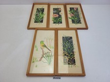 5x Bilder Aquarell Malerei KF Handmalerei Blumen Vogel Natur Deko #262658