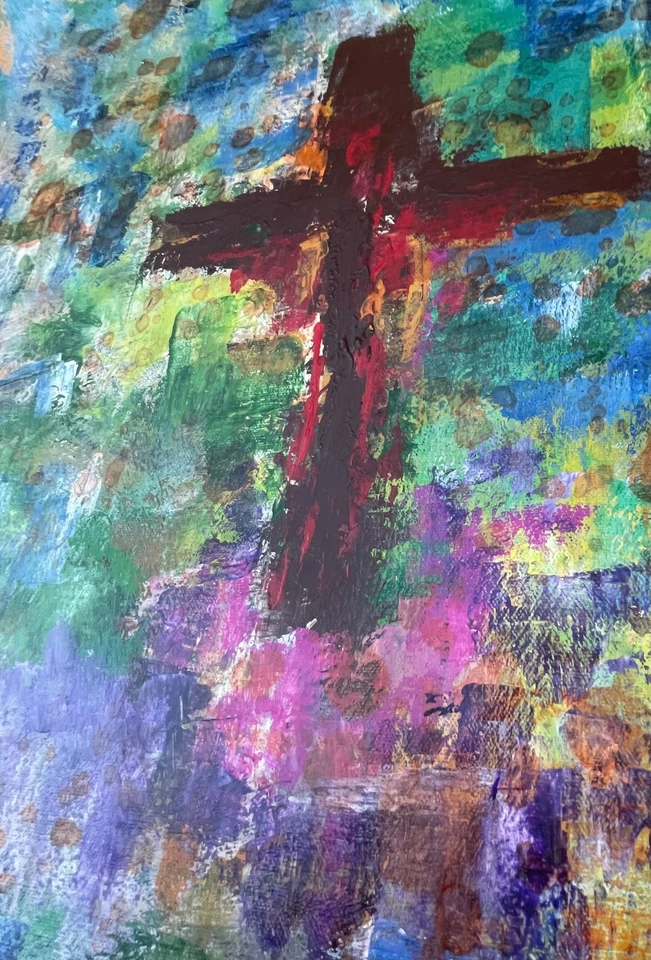 Уникальный холст «Кровь креста» 12x16 экспрессионизм абстрактный дизайн домашнее искусство - Изображение 4 из 4