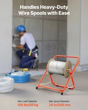 Cable Caddy, Heavy Duty Steel Frame, Spool Holder for Electrical Wires, Portable