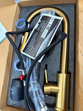 Pull-Out High Arc Kitchen Tap Single Lever Brass Gold Finish, Hoses & Notes