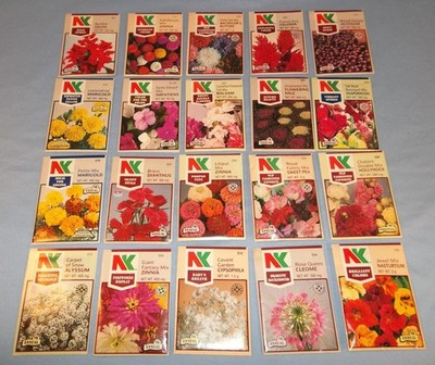 Vtg LOT 20 UNOPENED NORTHRUP KING FLOWER SEED PACKETS ALL DIFFERENT - DATED 1987