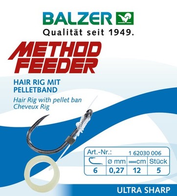 Balzer Method Feeder Method Feeder Rig mit Pelletring, #12, 0,20mm