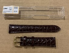 Hadley Roma Genuine Italian Leather Crocodile Grain Watch Band Strap 19mm -Brown
