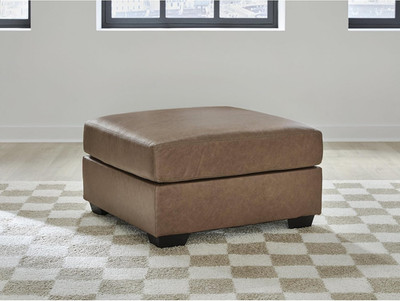 Light Brown Faux Leather Oversized Ottoman - Modern Accent Piece