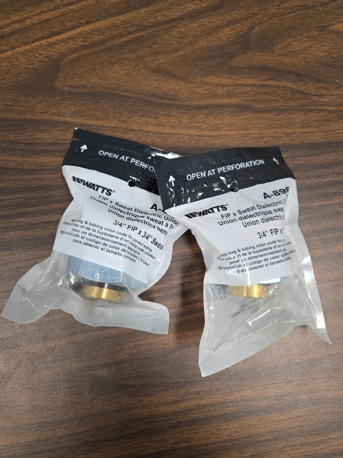 Lot of 2 Watts A-896 3/4" FIP x 3/4" Sweat Dielectric Unions - New Sealed