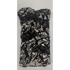 Windsor Vintage Y2K Strapless Lace Ruched Mini Dress Black White Abstract Size M