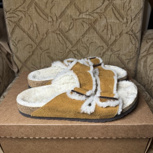 Birkenstock ZURICH Women 41 10 SUEDE Arizona Sandal SHEARLING Lined MINK - Picture 3 of 8