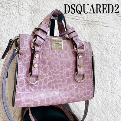 Dsquared2 Kroko-geprägtes Wildleder 2-Wege Schulter Handtasche pink...