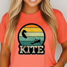Retro Kiteboarding Sunset T-shirt | Kiteboard Enthusiast Tee, Beach Shirt