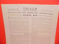 1920-1942 Philco Car Radio Service Manual Model 816 Ford Auburn Cord Deusenberg