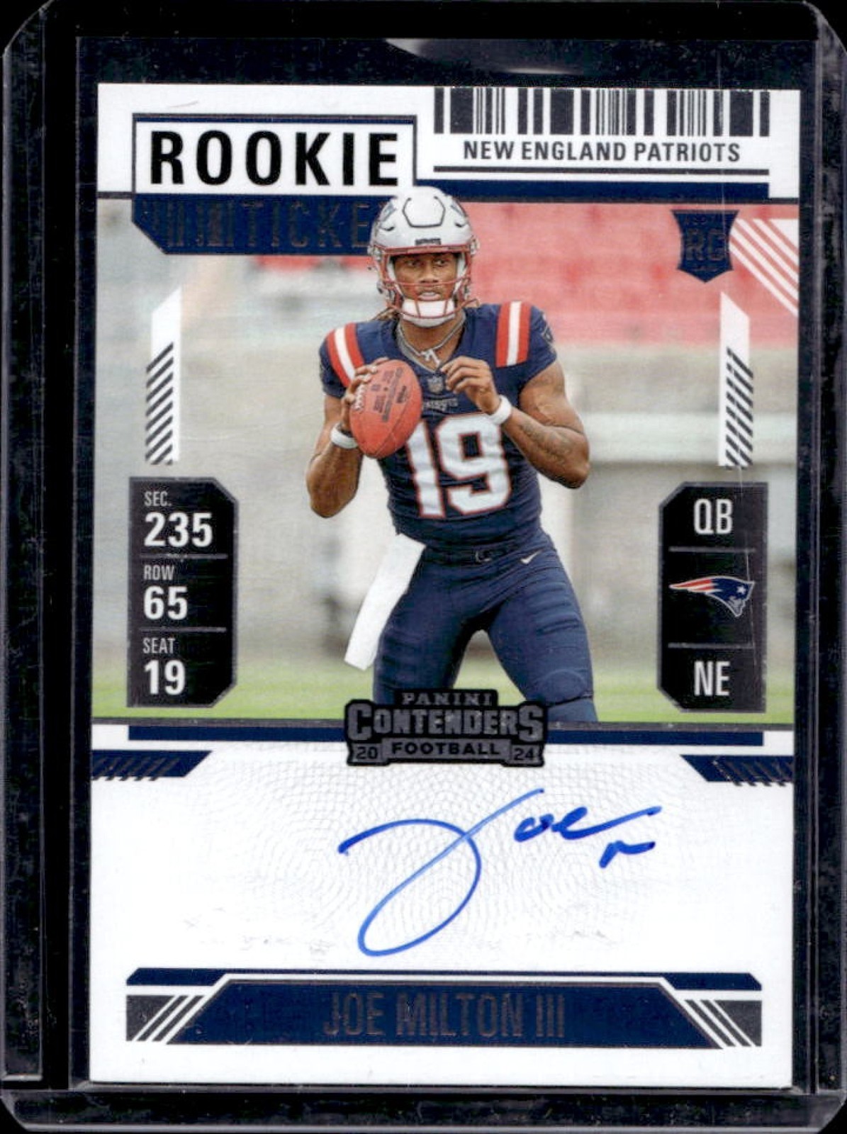 2024 Contenders Joe Milton III Rookie Ticket RPS Auto RC #106 Patriots