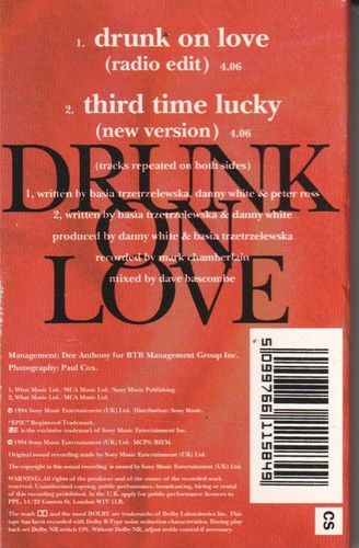 Basia Drunk On Love cassette Europe Epic 1994 cassette single in card outer slip - Picture 2 of 2