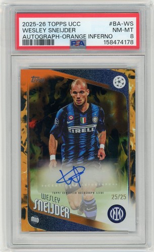 2025-26 Topps UEFA WESLEY SNEIJDER Auto Orange Inferno /25 - PSA 8