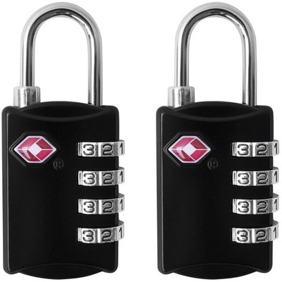 Black TSA Padlocks 2 Pc Set, Easy Read Combination Lock