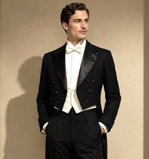 20s Phil  s  Co Black Formal Tailcoat Tuxedo Jacket Satin Lapel Double Breasted