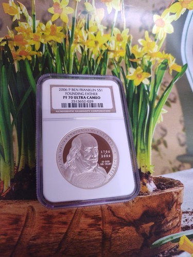 2006 P UCAM Ben Franklin Founder PF70 Commem Silver Dollar Proof NGC Brown L029 - Picture 2 of 4